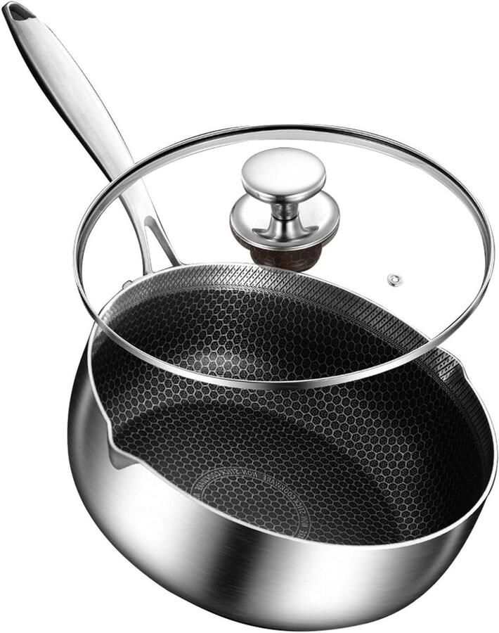 Melkkoker Roestvrij Staal Kookpan Babyvoeding Gezond Koken Honingraat Anti-aanbak 22 cm Zilver