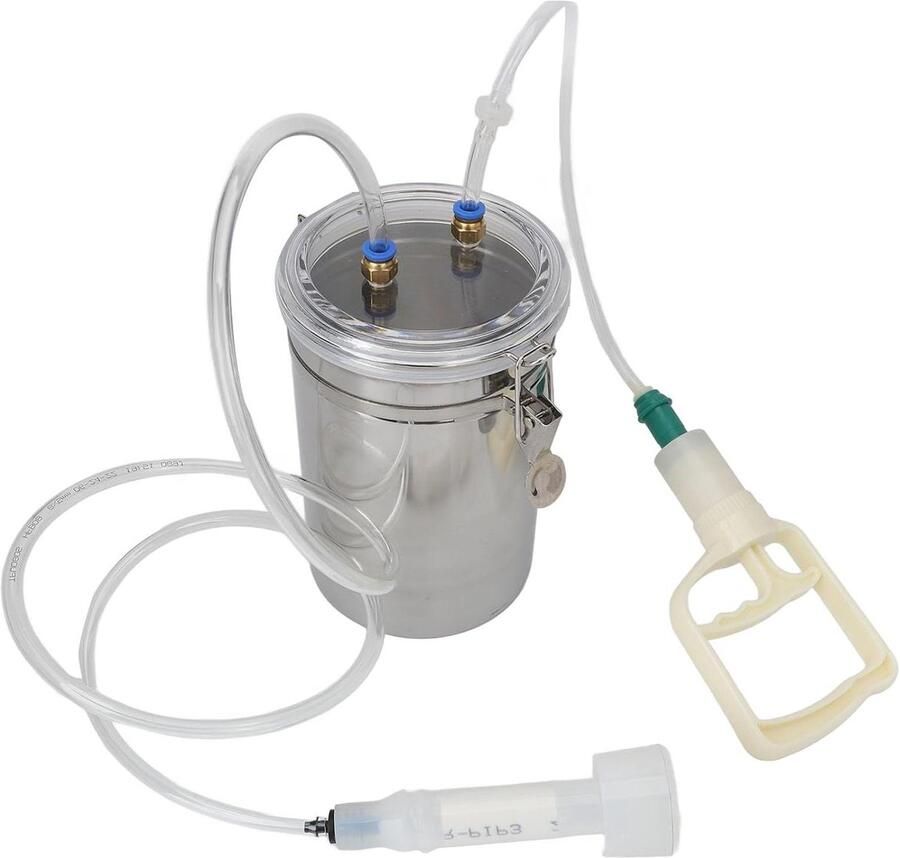 Melkmachine Geiten Koeien Melkapparaat Draagbaar Efficiënt Melk Verzamelen Dubbele Kop Vacuümpomp 2 Liter Capaciteit Zilver