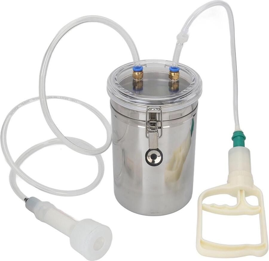 Melkmachine Koe Geit Handmelker Apparaat Melk Verzamelen Transparant Deksel 2L Capaciteit RVS