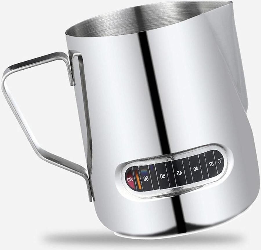 Melkopschuimbeker Stoomkan Latte Art Maken Ingebouwd Temperatuurdisplay 600 ml Zilver