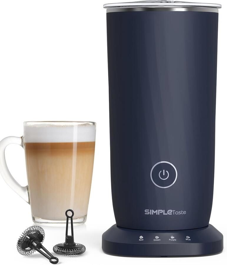 Melkopschuimer 4-in-1 Elektrische Melkopschuimer voor Warm en Koud Schuim Antiaanbaklaag 240 ml en 500W Blauw