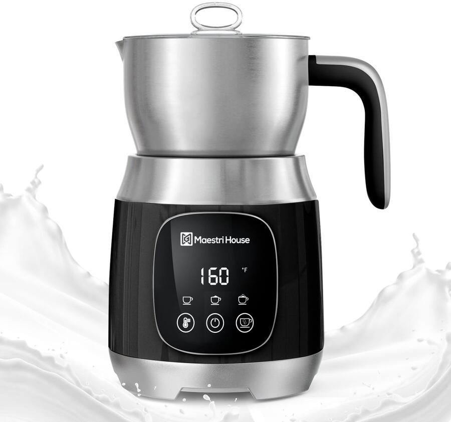 Melkopschuimer 600 ml Elektrische Melkopschuimer met Variabele Temperatuur en Schuimsterkte Smart Touch Control voor Latte Cappuccino Warme Chocolademelk & Melk