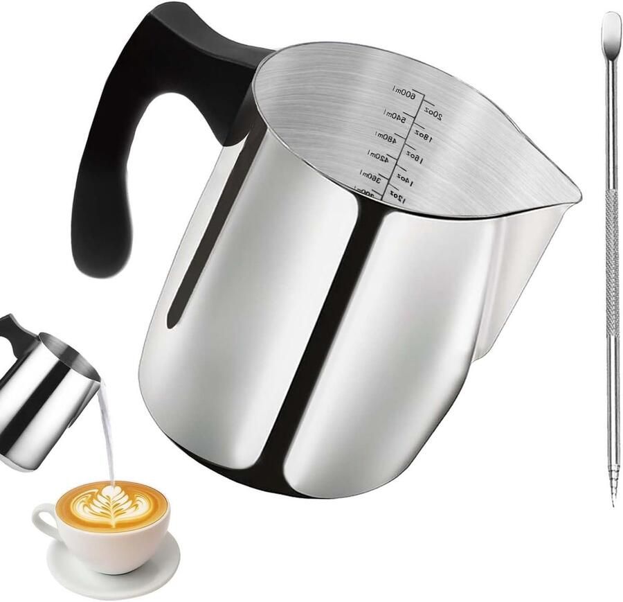Melkopschuimer 600 ml Perfect voor Cappuccino Latte en Koffie Specialiteiten