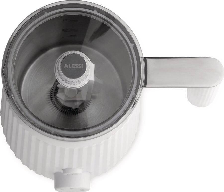 Alessi Melkopschuimer Plissé – Wit – Ontworpen door Michele de Lucchi – MDL13 W – Stijlvol en Krachtig – Perfect voor het Maken van Melkopschuim voor Koffie en Cappuccino