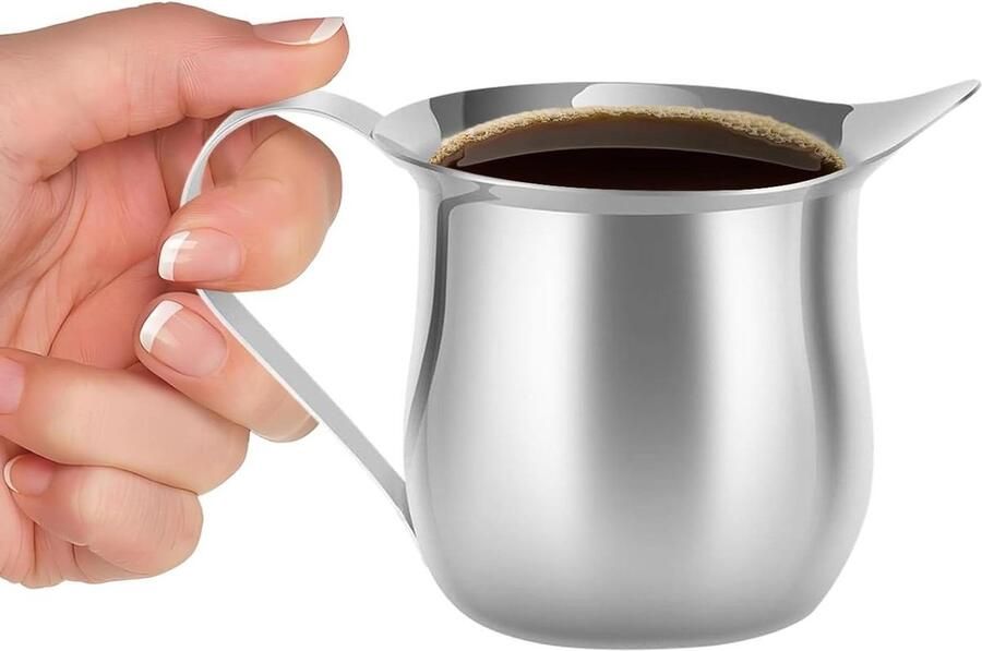 Melkopschuimer Beker Melkkan Opschuimen Latte Art Maken Roestvrij Staal Ontwerp 240ml Zilver