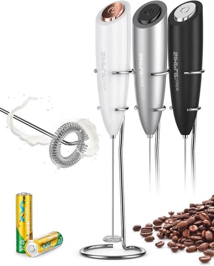 Melkopschuimer Drankmixer Koffie Bereiden Draadloos Werking Met Stand Zilverkleurig