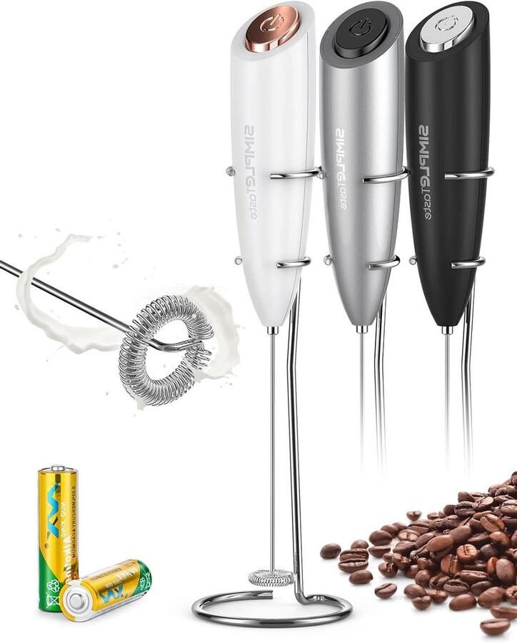 Melkopschuimer Drankmixer Koffie Bereiden Draadloos Werking Met Stand Zilverkleurig