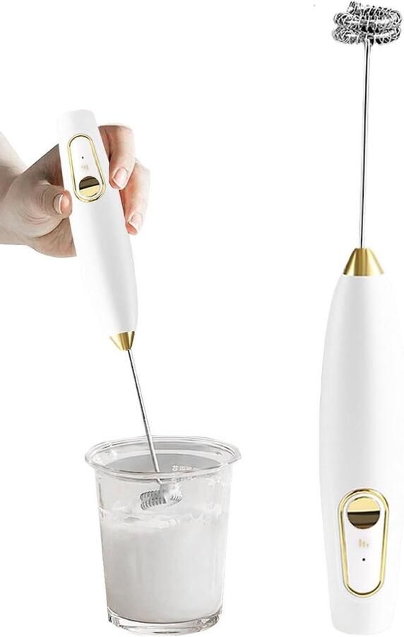 Melkopschuimer Drankmixer Koffie Maken Ingebouwde Batterij Compact Formaat Wit