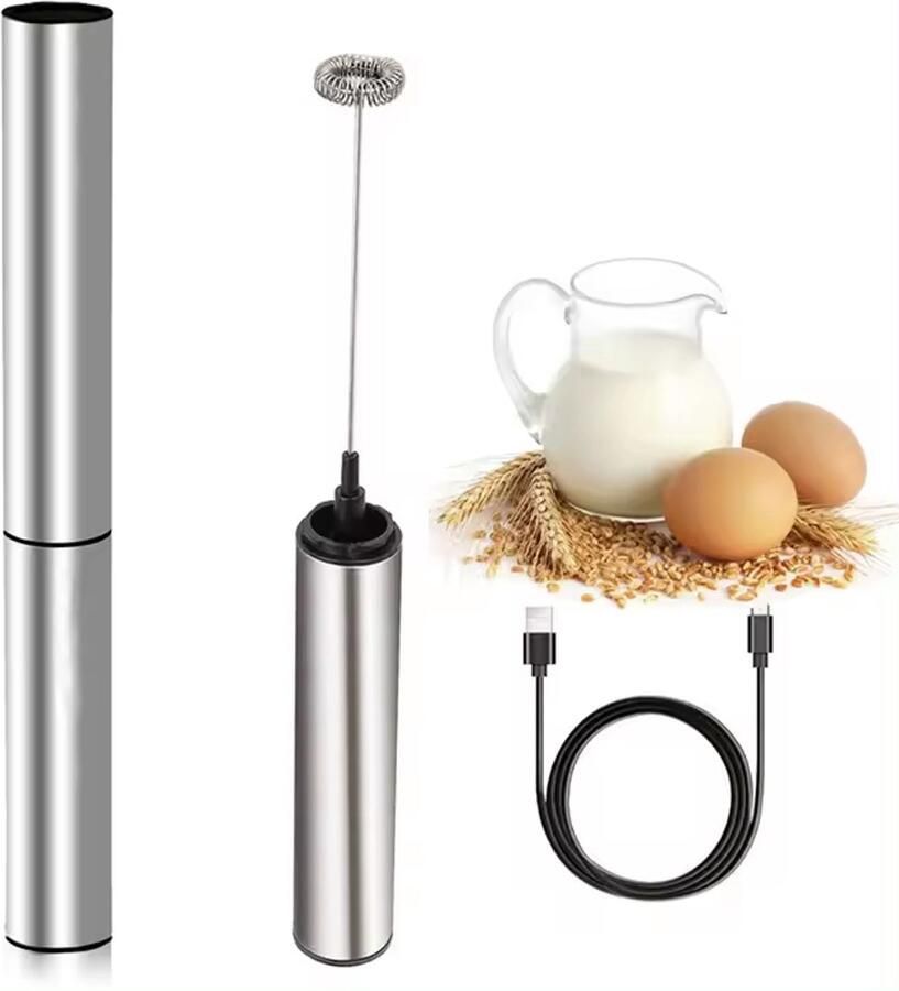 Melkopschuimer electrisch – USB oplaadbare handmatige melkopschuimer – Hoog efficiëntie & laag geluidsniveau – Draagbaar geschikt voor kamperen en outdoor – Instelbare dubbele snelheid 11000 rpm & 13000 rpm