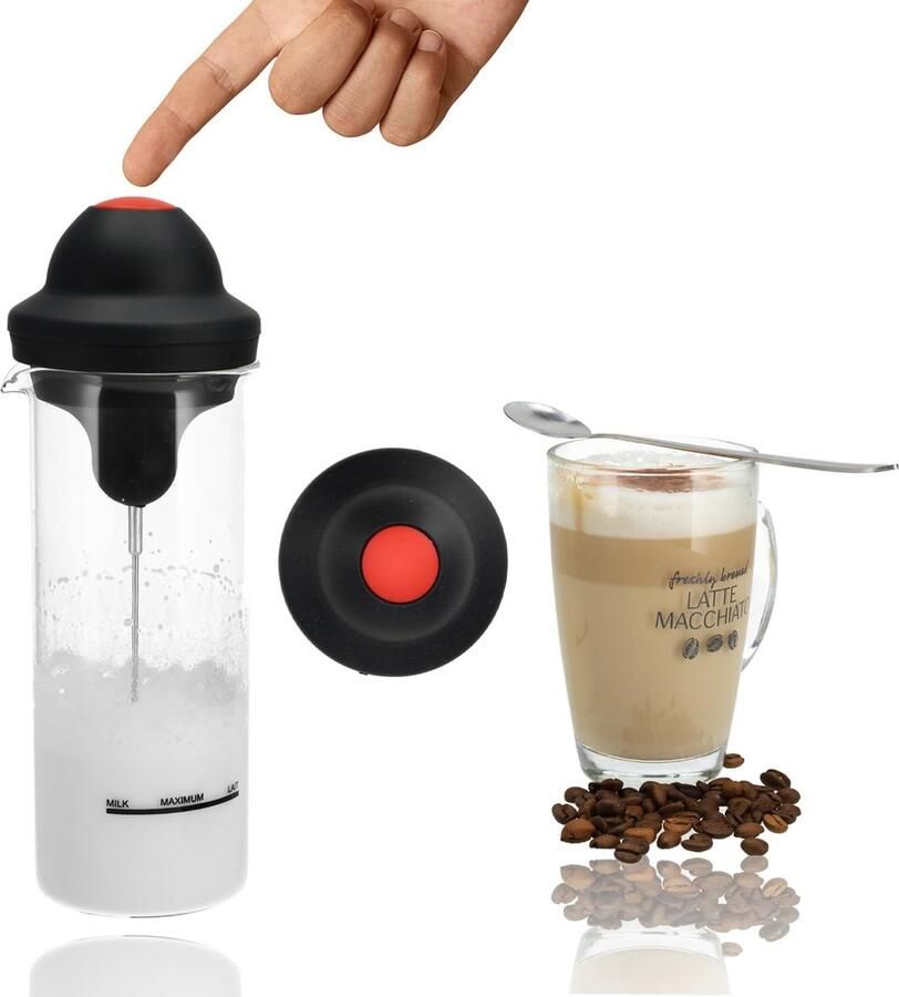 Melkopschuimer elektrisch 450ml Borosilicaatglas BPA-vrij Perfect voor cappuccino SnelShoppen