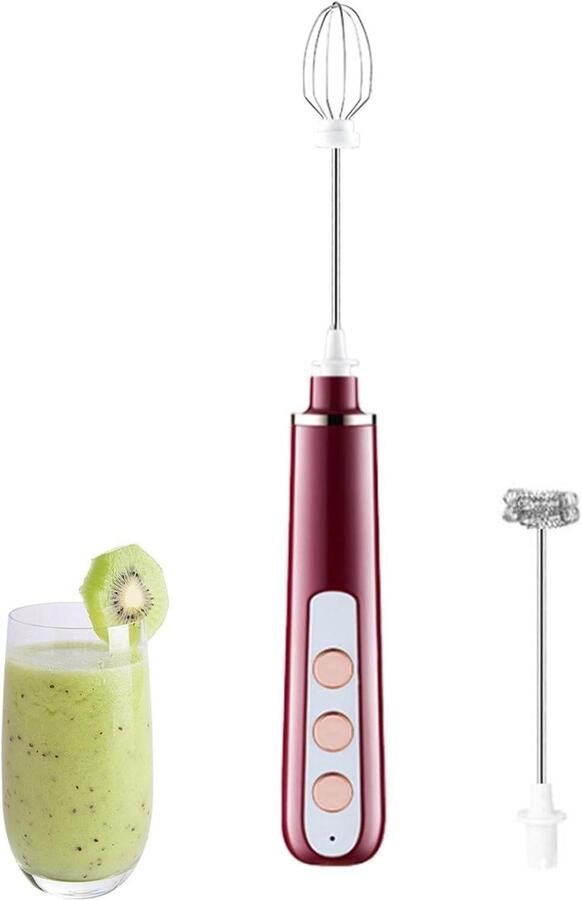 Melkopschuimer Elektrisch Drankmixer Draadloos Dranken Bereiden Oplaadbaar Met 3 Snelheden 31 cm Rood