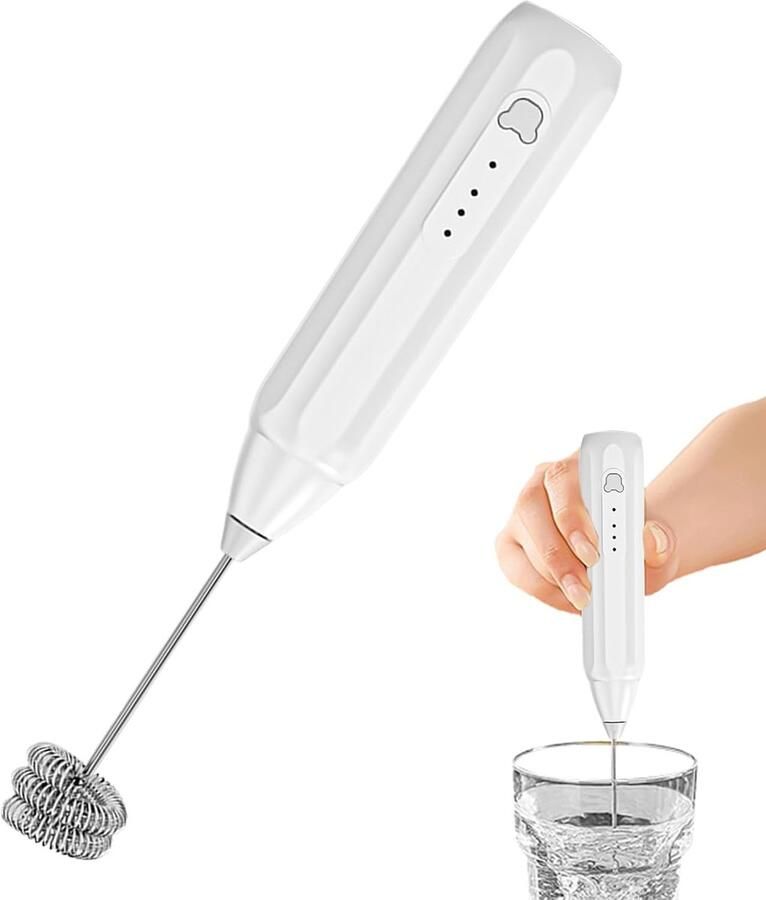 Melkopschuimer Elektrisch Handige Blender Dranken Bereiden Oplaadbaar Type-C 22.5 cm Lengte Wit
