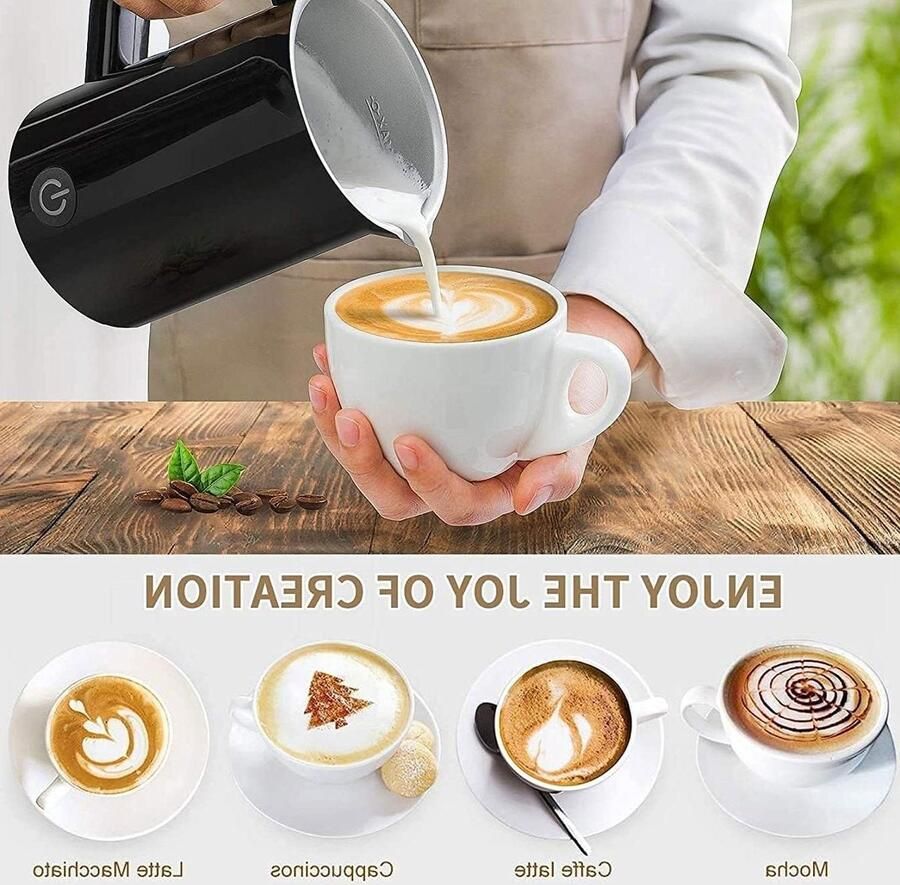 Melkopschuimer Elektrisch Koffie Stomer Drankjes Bereiden Warm en Koud Schuim 150 300ml Capaciteit Zilverkleurig