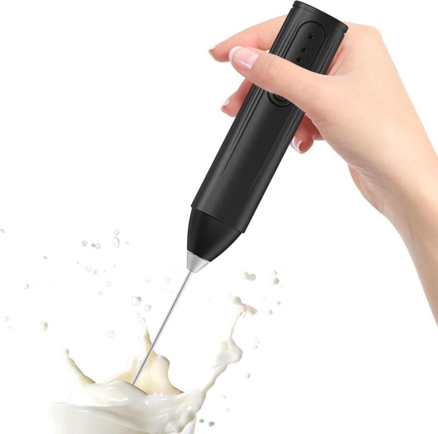 Melkopschuimer Elektrisch Koffiemixer Garde Luxe Koffie Maken Drie Snelheden 22cm Hoog Zwart