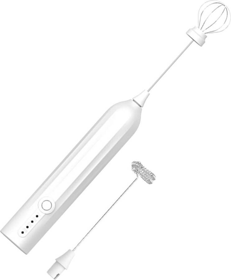 Melkopschuimer elektrisch Melkopschuimer handmatig Melkopschuimer oplaadbaar Mini-garde schuimmaker met USB-oplaadbare 3 snelheden Voor latte-cappuccino-koffieroom-warme chocolademelk-ei Wit