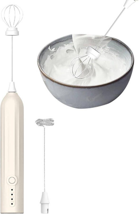 Melkopschuimer elektrisch Melkopschuimer handmatig Melkopschuimer oplaadbaar Mini-garde schuimmaker met USB-oplaadbare 3 snelheden Voor latte-cappuccino-koffieroom-warme chocolademelk-ei Melkachtig wit