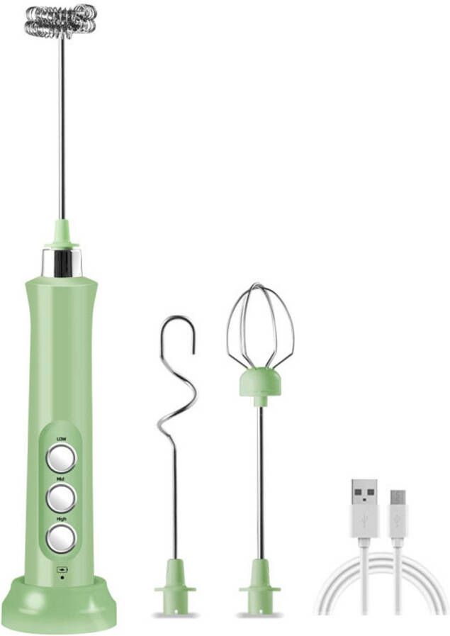 Melkopschuimer elektrisch Melkopschuimers Melkopschuimer electrisch USB oplaadbare melkopschuimer 3-snelheden elektrische schuimmaker Met roestvrijstalen garde Voor koffie-cappuccino-latte-matcha-eiwitpoeder Groente