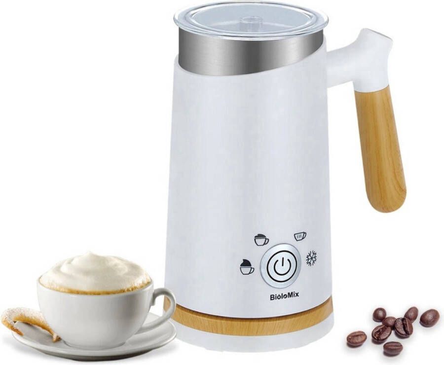 Melkopschuimer Elektrisch Melkschuimer Melkklopper Voor opschuimen en verwarmen RVS Cappuccino Latte Grote Capaciteit Wit