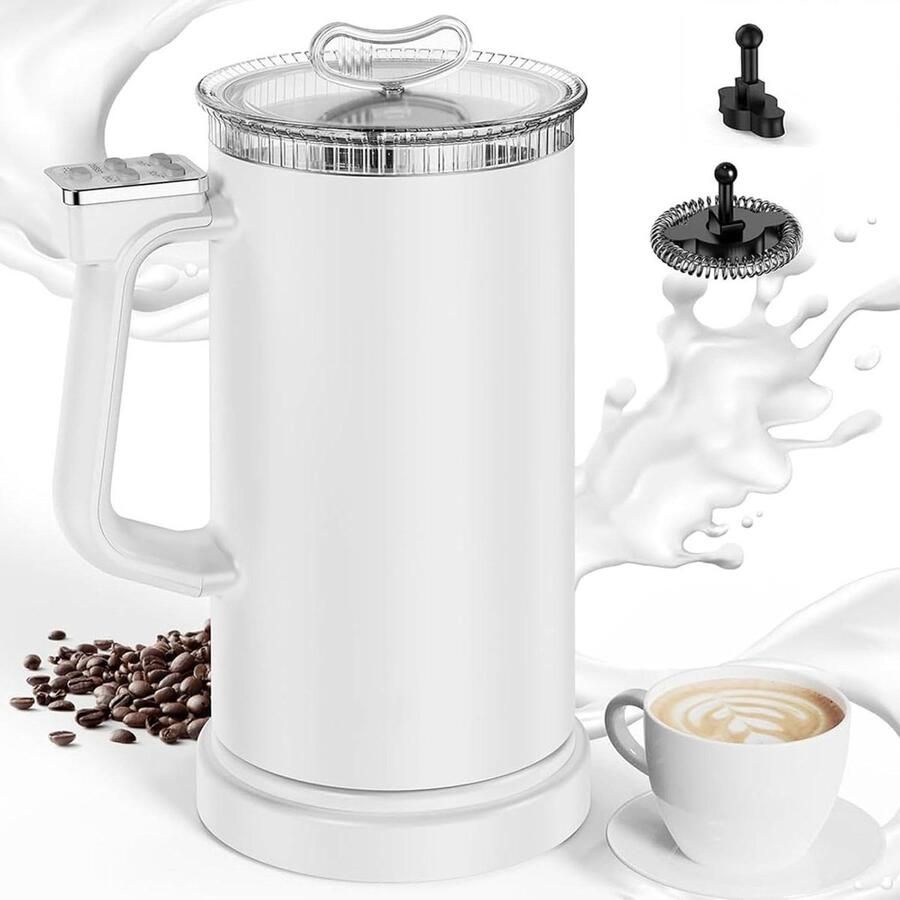 Melkopschuimer Elektrisch Melkstomer Automatisch Koffie Maken Temperatuurregeling Automatisch 350 Ml Capaciteit Wit