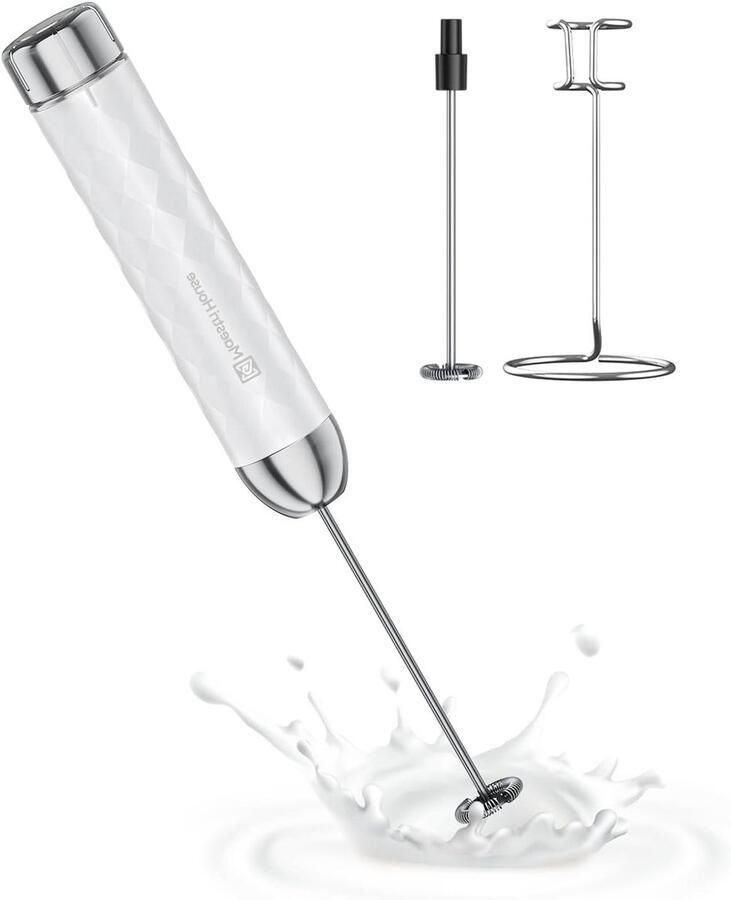 Elektrische Melkopschuimer Handmixer Keuken Dranken Maken Instelbare Snelheid 300 g Wit