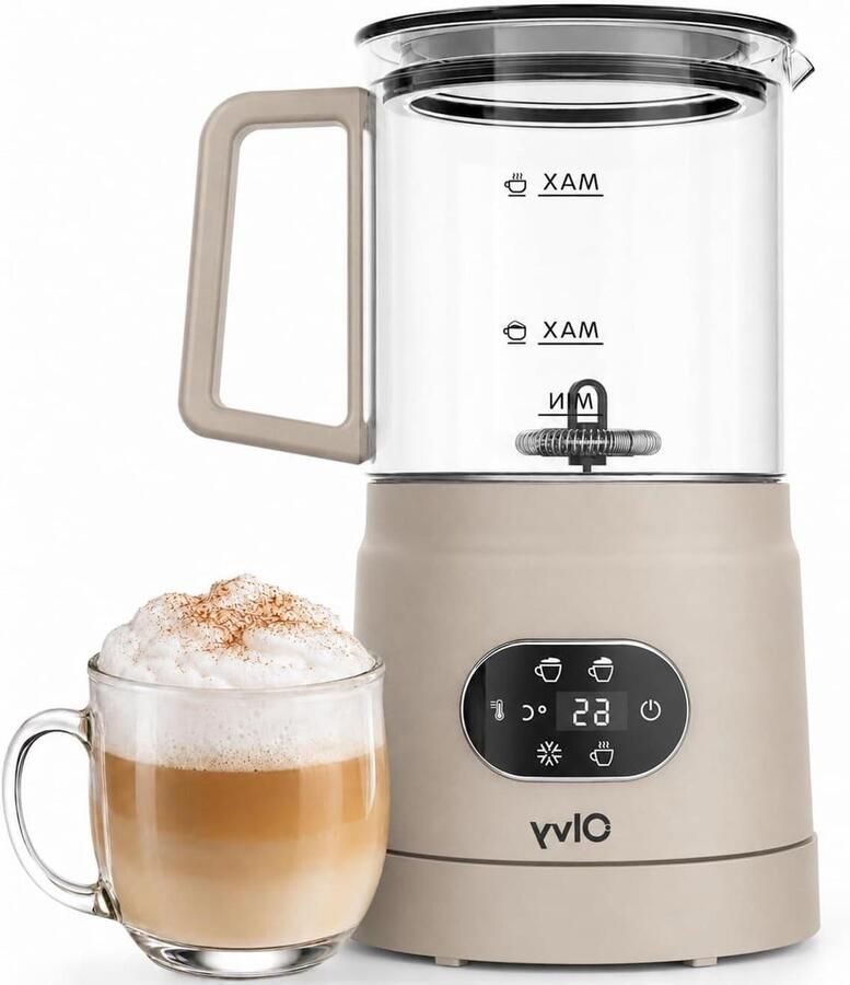 Melkopschuimer Elektrisch Opschuimer Automatisch Koffie Specialiteiten Maken 3 Functies in Één 400 ml Beige
