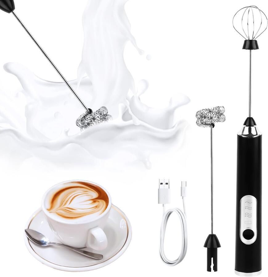 Melkopschuimer elektrisch roestvrij staal USB-oplaadbaar perfect voor cappuccino ShopVlot