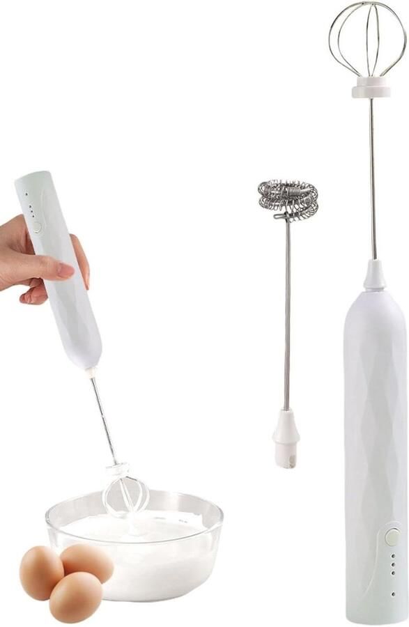 Melkopschuimer Elektrisch Schuimmaker Drankmixer Koffie Specialiteiten Maken Drie Snelheden Instelbaar 3x3x28.5 cm Wit