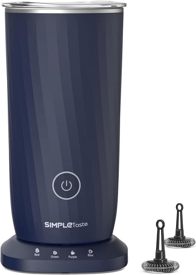 Melkopschuimer Elektrisch Schuimmaker Warmer Koffie Specialiteiten 4-in-1 Functies Donkerblauw