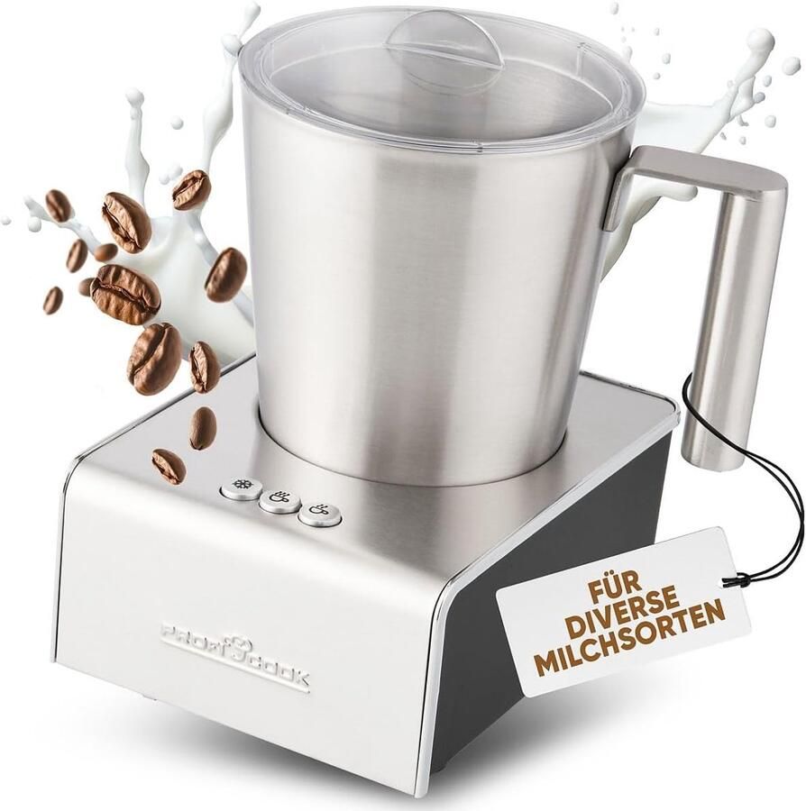 Melkopschuimer Elektrisch Warme Koude Functie Koffie Specialiteiten 6 Veelzijdige Functies 500 ml Schuim Zilverkleurig