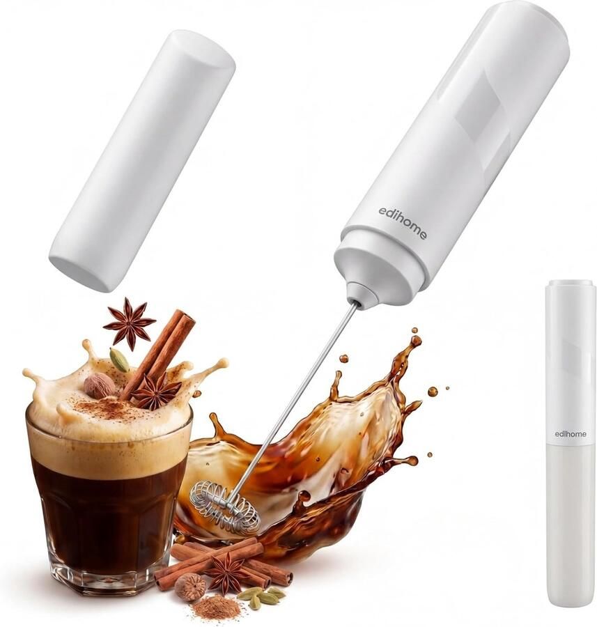 Melkopschuimer Elektrisch Wit Vervangbare Batterijen Voor Koffie en Melkschuim
