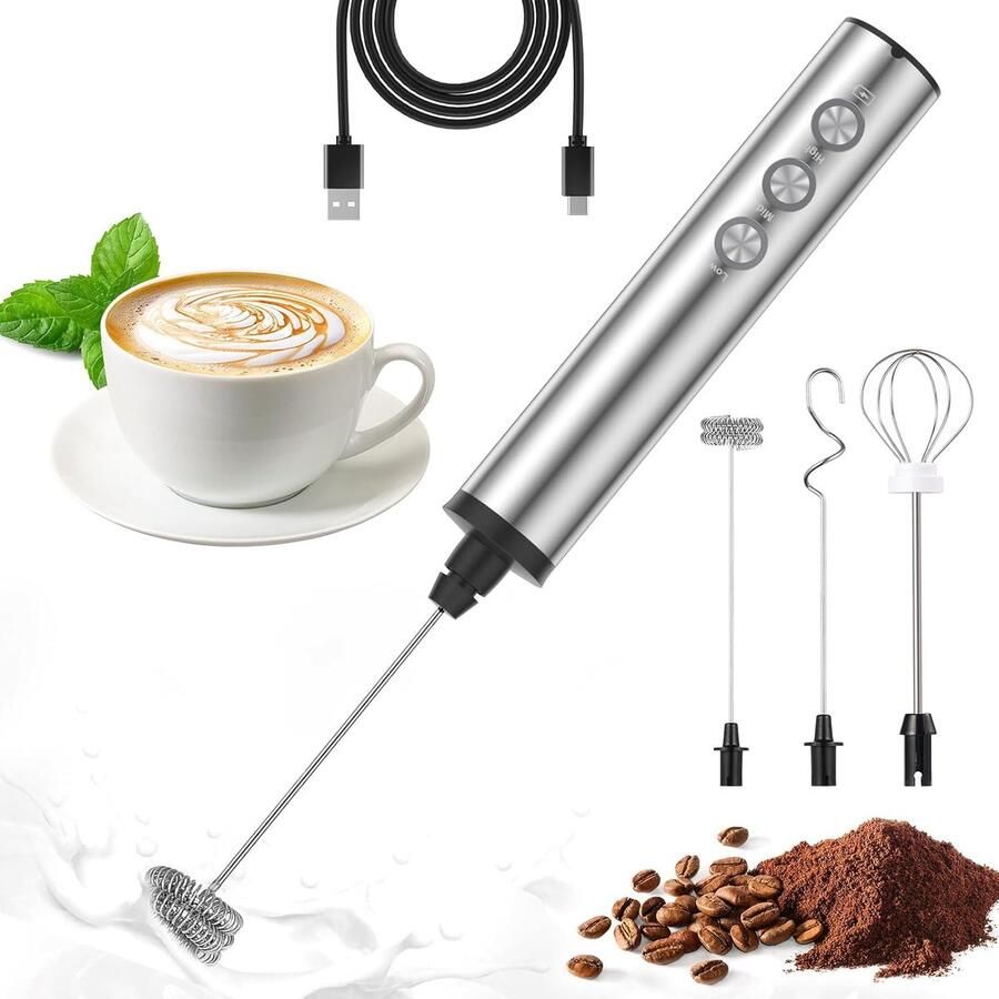 Melkopschuimer Elektrische melkopschuimer elektrische garde met 3 instelbare snelheden 3 roestvrijstalen gardes voor cappuccino matcha schuimige koffie latte macchiato