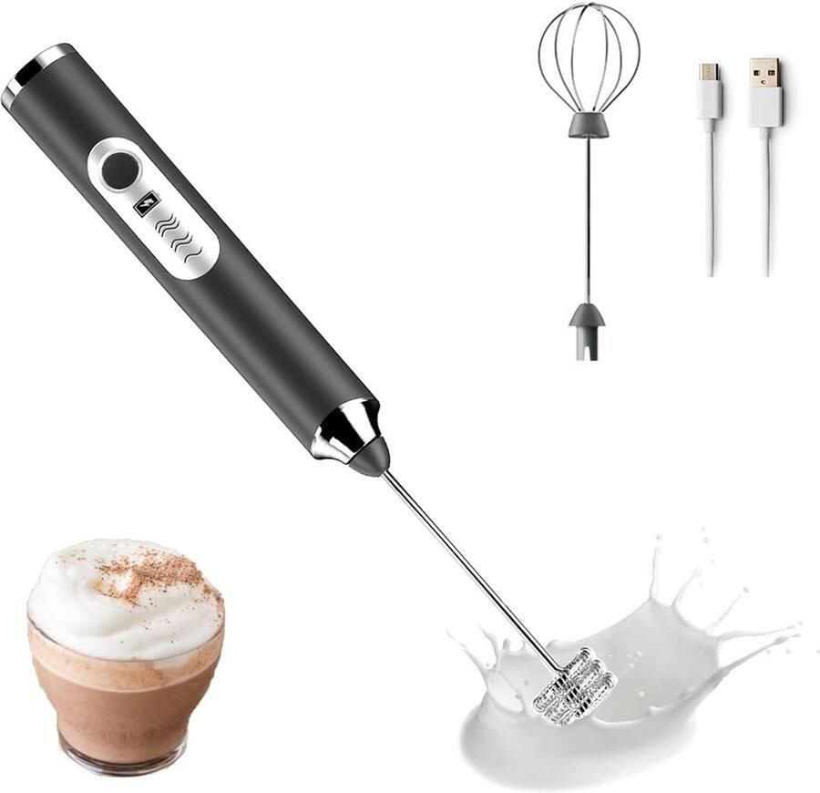 Melkopschuimer Elektrische Melkopschuimer Handheld Koffiemelkopschuimer Koffie Mini Mixer Melkschuimer Voor Koffie Melkopschuimer Handmatig Usb-Oplaadbare Handmelkschuimer Voor Cappuccino Warme Chocolademelk Koffie En Latte