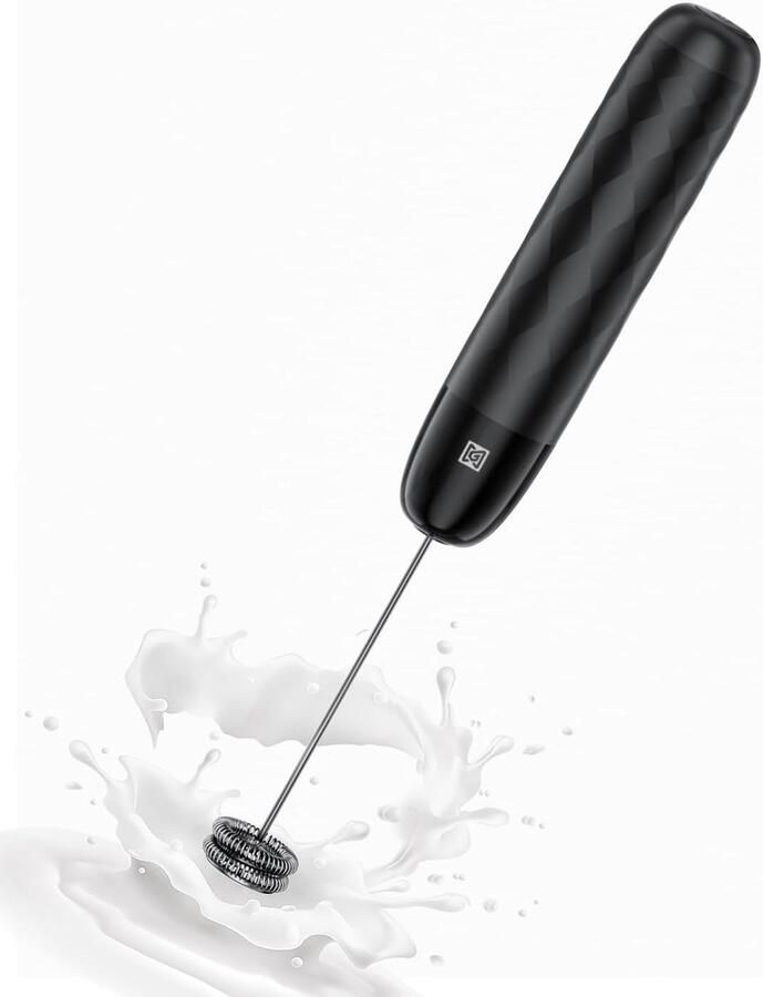 Melkopschuimer Elektrische opschuimer Koffie Maken USB-C Oplaadbaar 15 Seconden Schuim Volledig Zwart