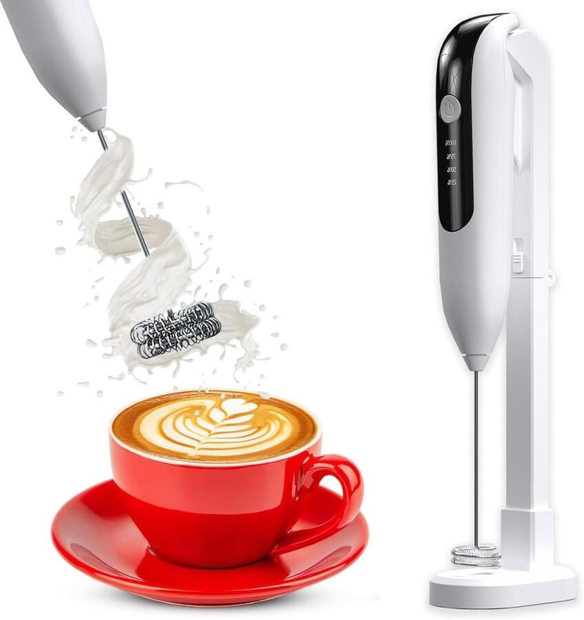 Melkopschuimer Foam Maker Koffie Mixer Koffie Bereiden USB Oplaadbaar 27.31 cm Wit