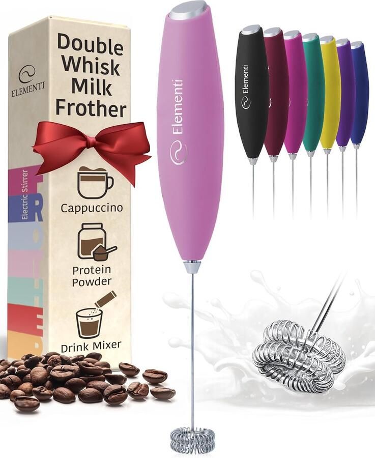 Melkopschuimer Garde Drankmixer Roerder Koffie Maken Dubbele Garde 3 Watt Pastel Roze