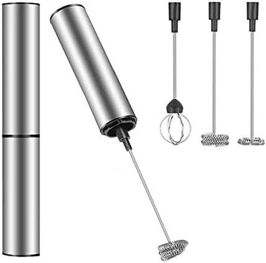 Melkopschuimer Garde Keukenmixer Eierklopper Drankjes Bereiden Oplaadbaar USB 3 Koppen 25.6 cm Zwart