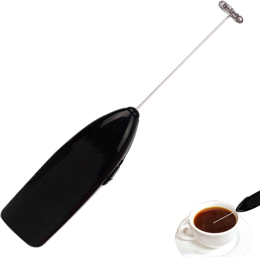 Melkopschuimer Garde Mini Mixer Koffie Maken Eén Knop Bediening 19.8 cm Zwart