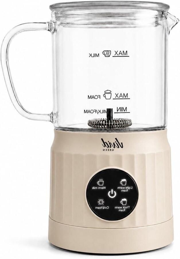 Melkopschuimer Glas Melkopschuimer Elektrisch Koffie Maken PFAS-vrij Glas 400ml Verwarming Zwart