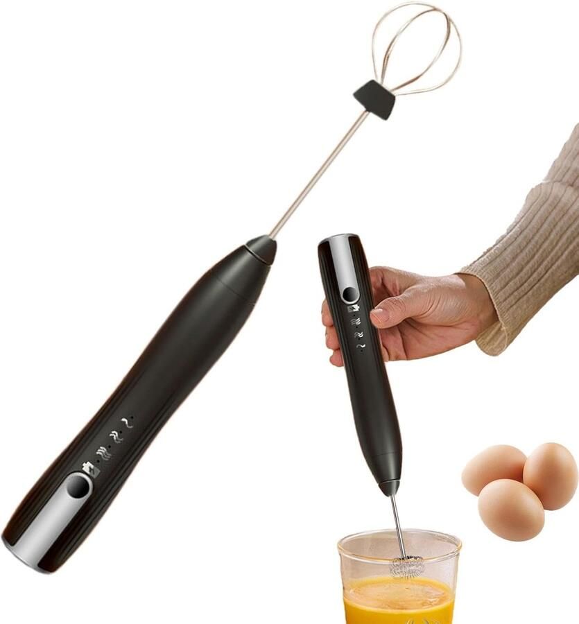 Melkopschuimer Handgarde Elektrische garde Dranken bereiden Drie snelheidsstanden 26 cm Zwart