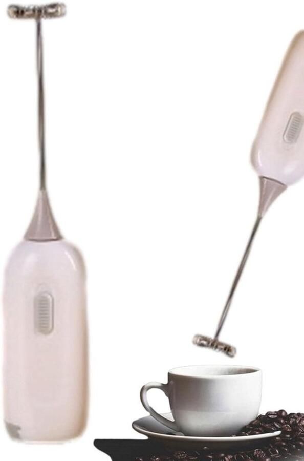 Melkopschuimer Handheld Elektrische Garde Koffie Maken Batterij Aangedreven 19.5 cm Wit