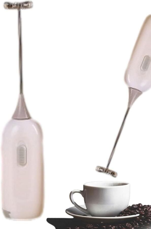 Melkopschuimer Handheld Elektrische Garde Koffie Maken Batterij Aangedreven 19.5 cm Wit