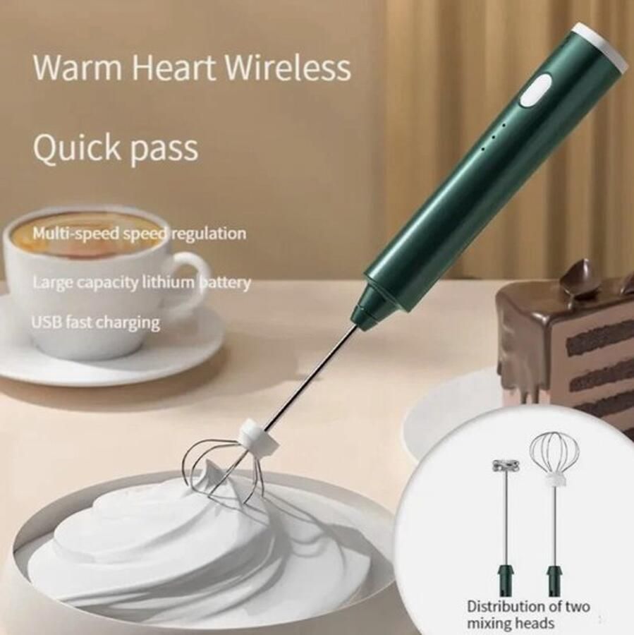 Melkopschuimer Handheld melkopschuimer Oplaadbaar ontwerp Zwartachtig groen Schuimmixer voor Latte en Cappuccino Geschikt voor
