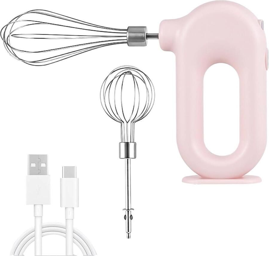 Melkopschuimer Handmatig Oplaadbaar Roze Mini Draadloos 4 Snelheidsmodi Voor Huishoudelijk Gebruik