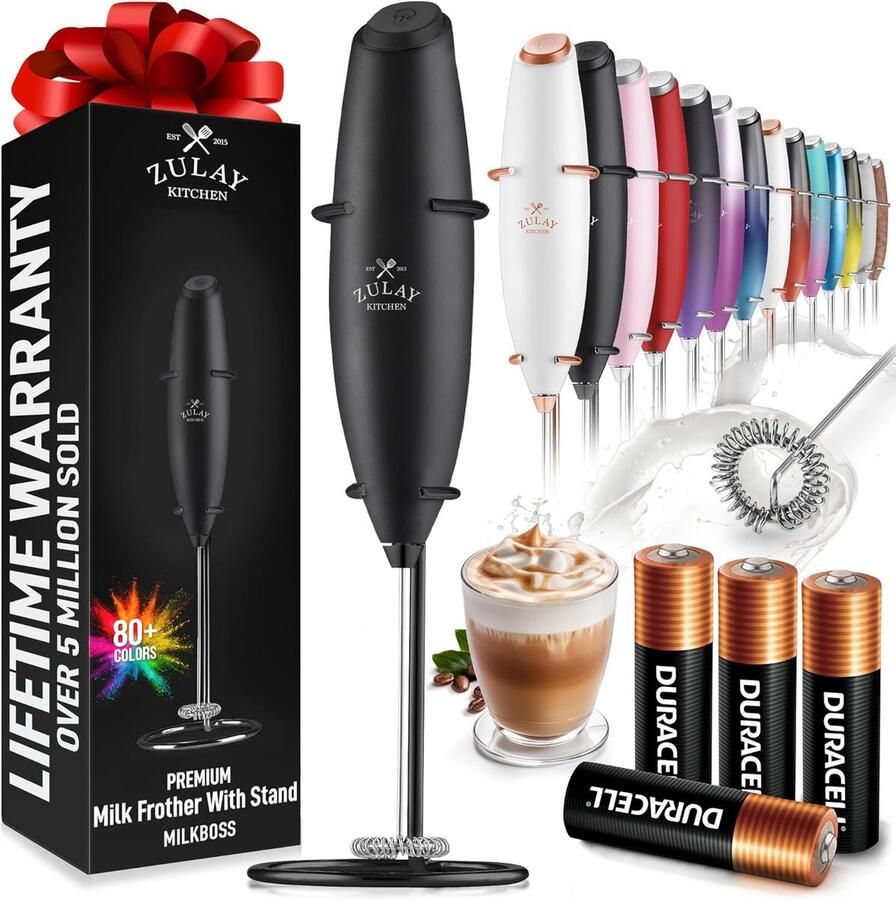 Melkopschuimer Handmixer Drankjes Koffie Bereiden Inclusief Batterijen Zwart