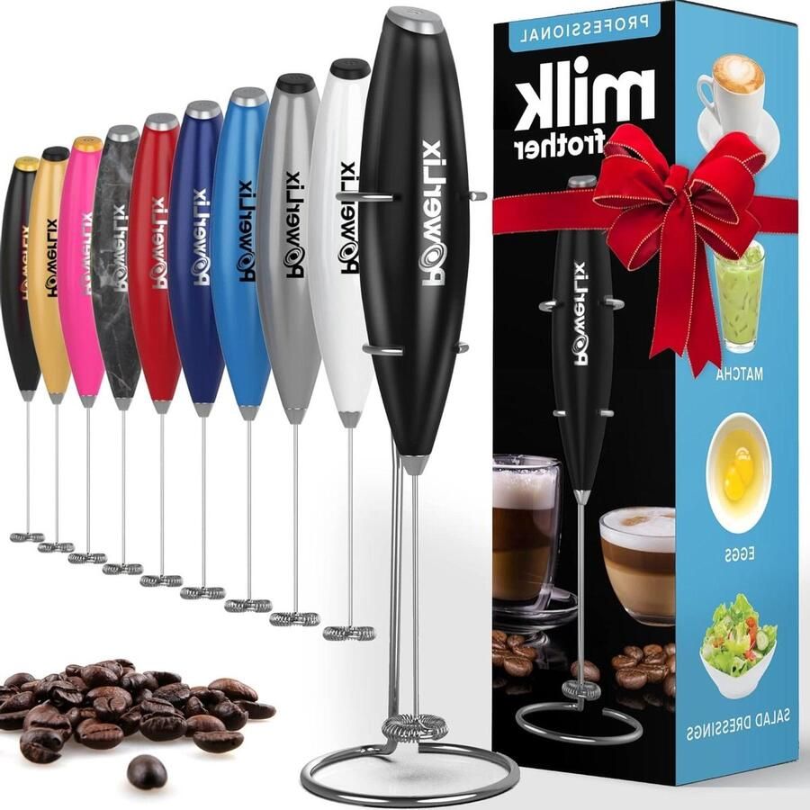 Melkopschuimer Handmixer Drankmixer Koffie Cremige Dranken Maken Krachtige 19000rpm Motor 15-20s Metaal Zwart