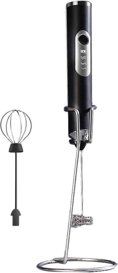 Elektrische opschuimer Handmixer schuim Koffie maken USB oplaadbaar 22 cm Zwart
