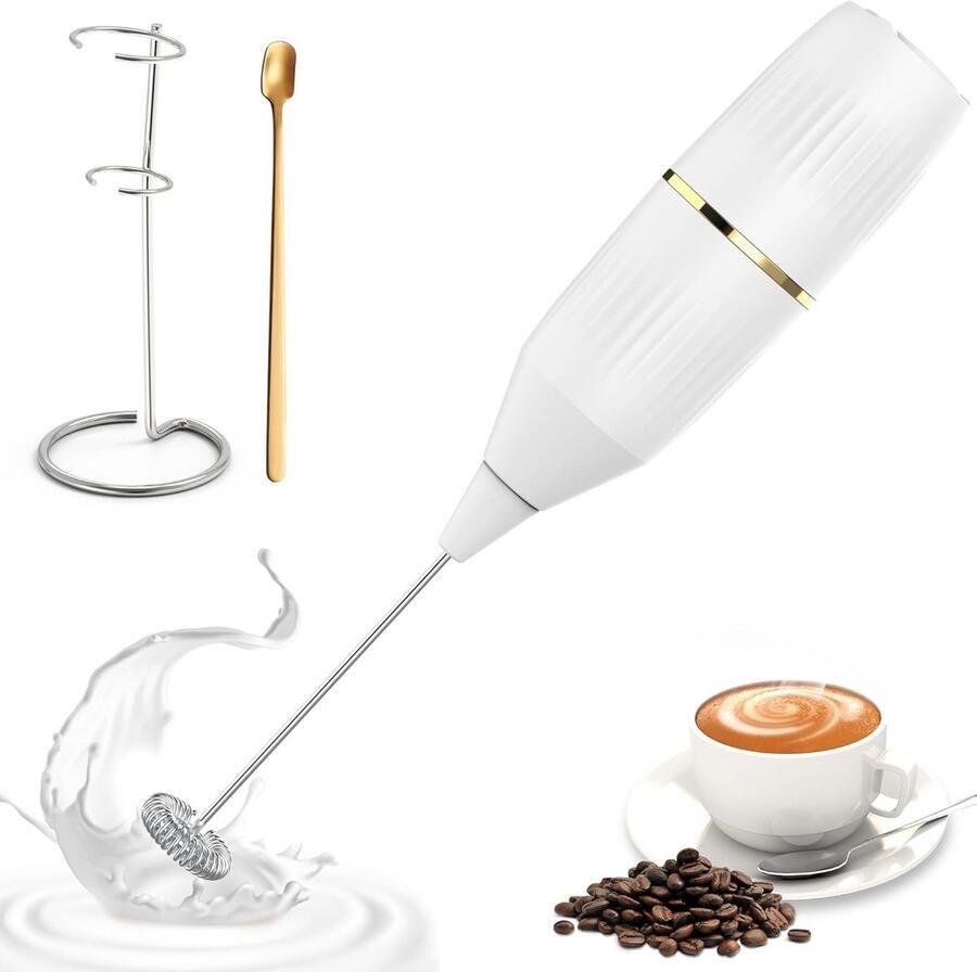 Melkopschuimer Koffie klopper Koffie maken Krachtige motor Compact ontwerp Wit