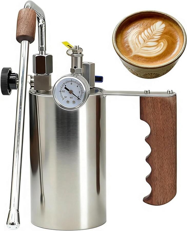 Melkopschuimer Koffiezetapparaat Accessoire Warme Dranken Maken Visuele Drukmeter 100-500 ml Zilver