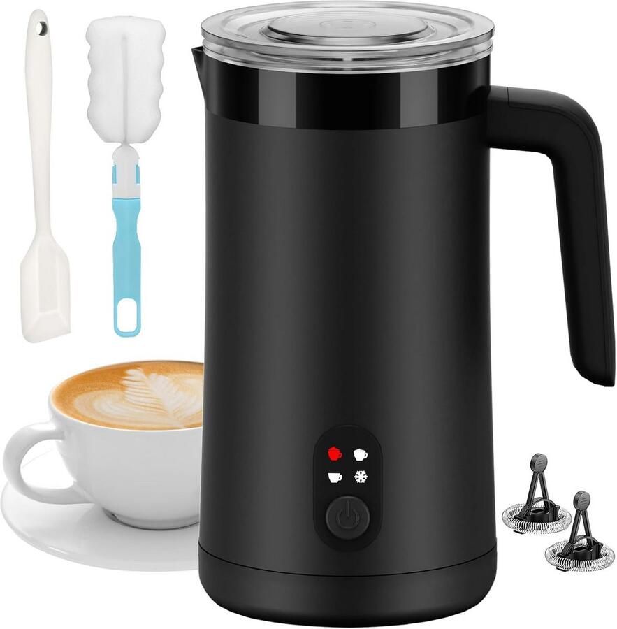 Melkopschuimer Melk frother Koffie maken 4-in-1 functie 400 ml Zwart