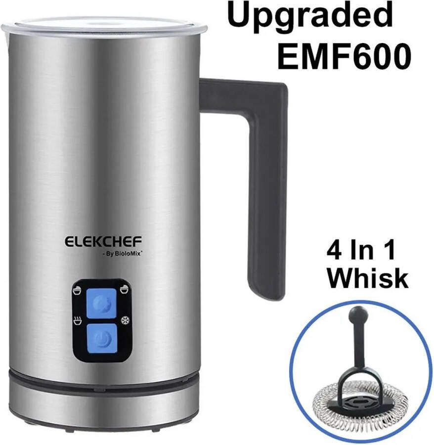 Melkopschuimer Melkklopper Elektrisch Koud Warm 130ml RVS Verwarmt tot 65 graden 15x 21cm geïsoleerde dubbele wand